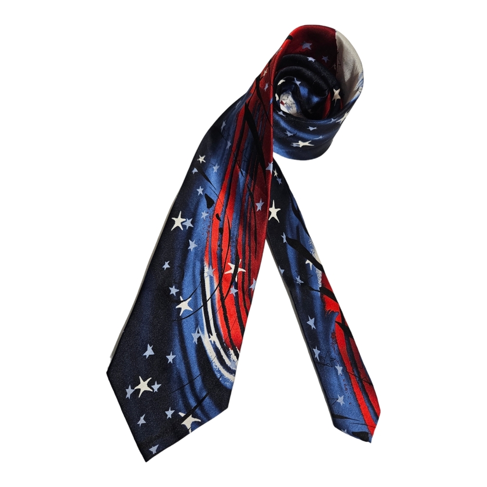 J. GARCIA Blue Art Stars Silk DESIGNER Tie